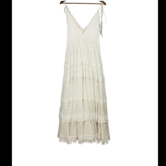 NWOT Rococo Sand Cia Tie-Shoulder White Maxi Dress Size Small MSRP $595 - Picture 6 of 10